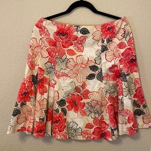 White, khaki, coral, and black full summer skirt